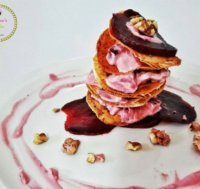 Beetroot salad millefeuille with Roquefort and Walnut